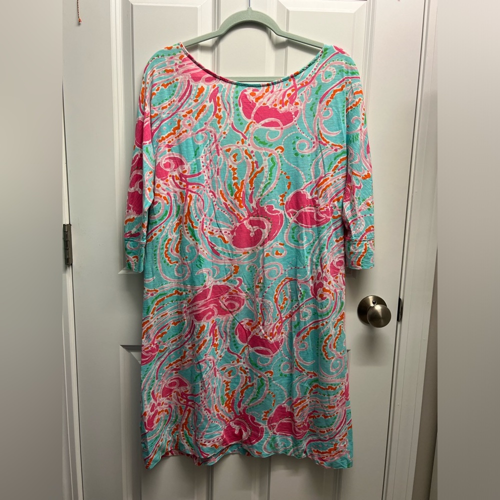 Lilly Pulitzer Eliza dress size L Jellies be jammin blue pink jellyfish - Picture 7 of 10